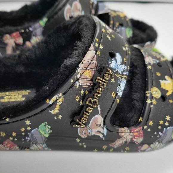 CROCS Black Graphic Furry Sandals - Picture 8 of 13